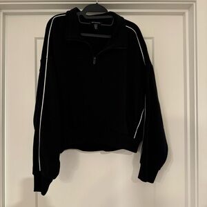 Athleta Black Half-Zip Sweater with White Trim